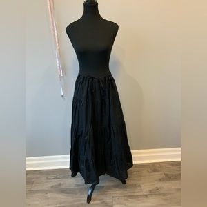 Cleo Petites Fully Lined Tiered Maxi Skirt Black with Tie String Waist